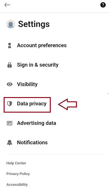 Tap on the "Data privacy" option on the Settings page