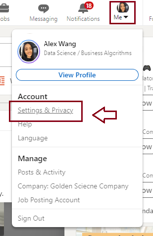 Select "Settings & Privacy" from the drop-down menu