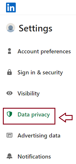 On the left sidebar, click on the "Data privacy" section