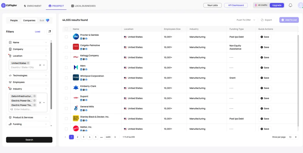 Using CUFinder Company Search for Utilities Leads