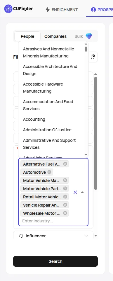 Apply Automotive Industry Filters