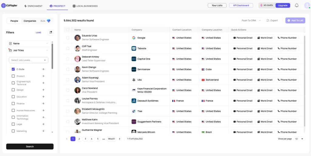Review and export contact lists